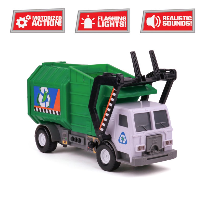 Mighty Fleet Mighty Motorized Garbage Truck Toy w/Lights & Sounds, Motorized Front Arm, Garbage Bin, Realistic Design & Batteries Included - Age 3+ - Image 4